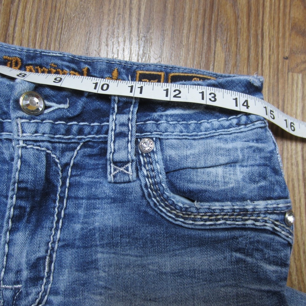 Rock Revival Ysobel Skinny Jeans Womens 27 Light washed Mid Rise Rhinestone Y2K - Picture 11 of 16